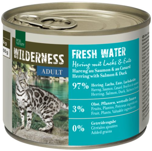 Real Nature Wilderness macska konzerv adult Fresh Water hering&lazac 6x200g
