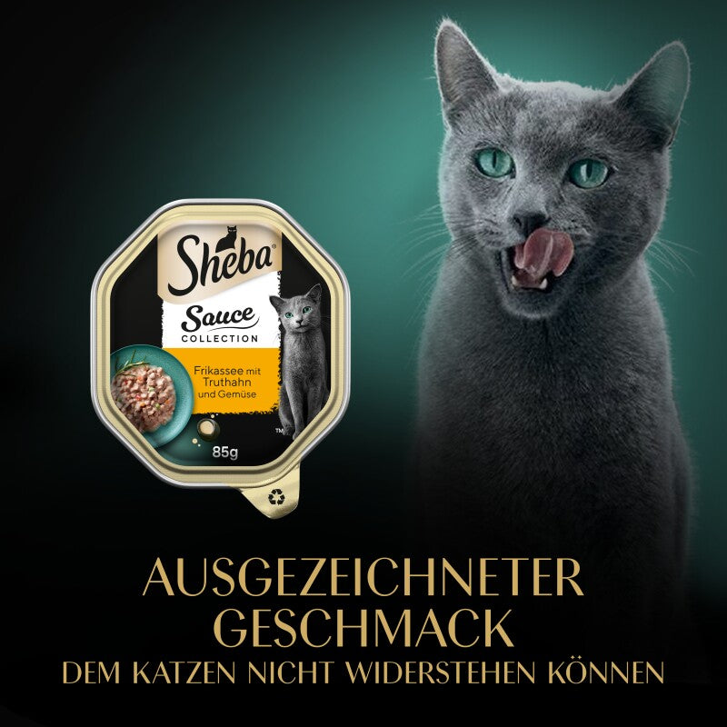Sheba Sauce Collection 22 x 85 g mit Truthahn und Gemüse, in Sauce