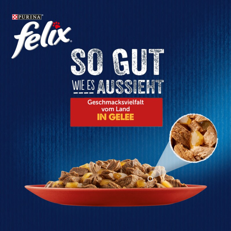 Felix Nassfutter Katze in Gelee 44x85 g Geschmacksvielfalt vom Land