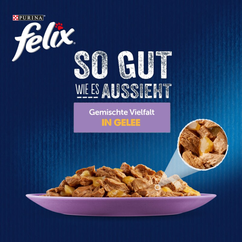 Felix Nassfutter Katze in Gelee 44x85 g Geschmacksvielfalt vom Land