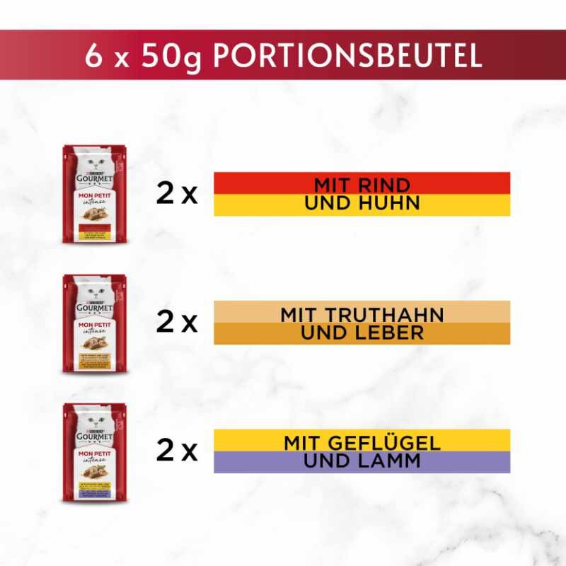 GOURMET Mon Petit Intense 8x6x50g mit Ente, Huhn, Truthahn