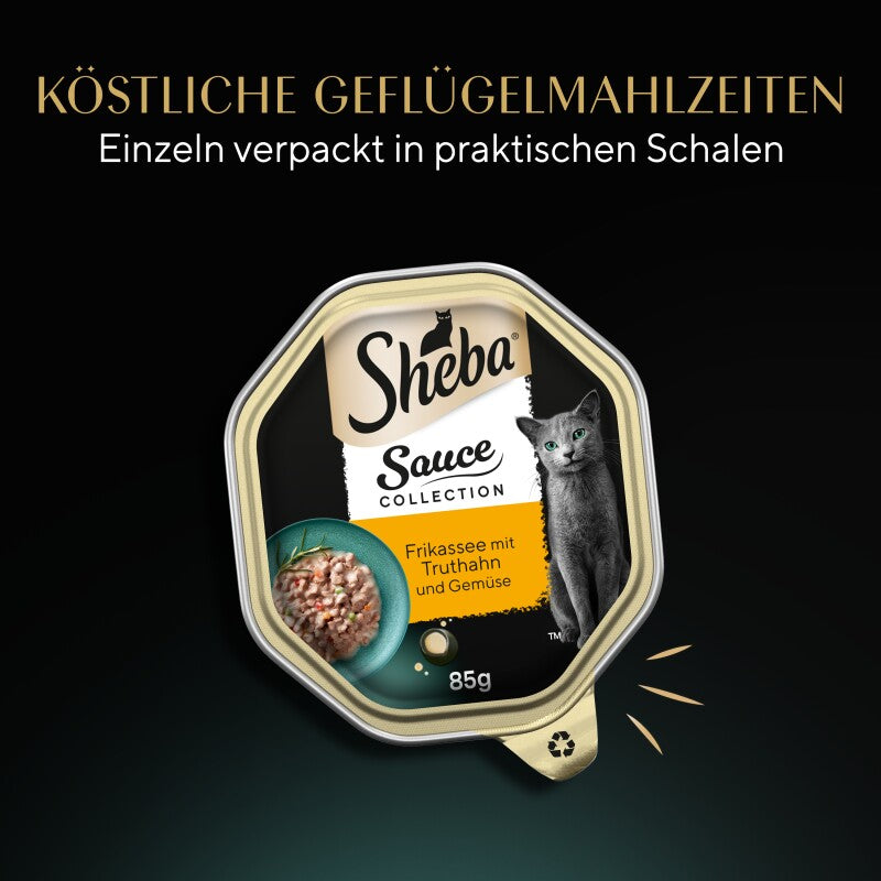 Sheba Sauce Collection 22 x 85 g mit Truthahn und Gemüse, in Sauce