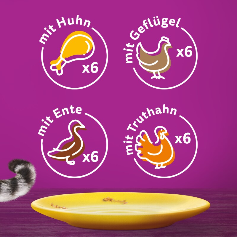 Whiskas Multipack 1+ Geflügel Auswahl in Sauce 24 x 85g