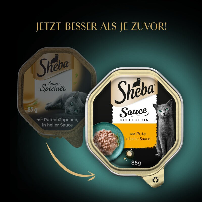 Sheba Sauce Collection 22 x 85 g mit Truthahn und Gemüse, in Sauce