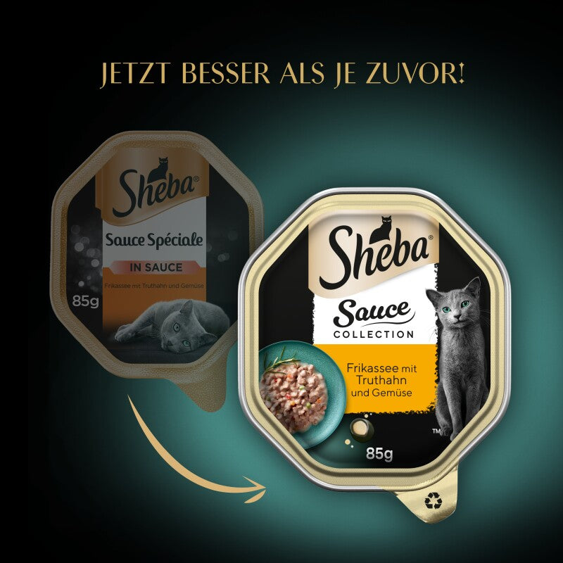 Sheba Sauce Collection 22 x 85 g mit Truthahn und Gemüse, in Sauce