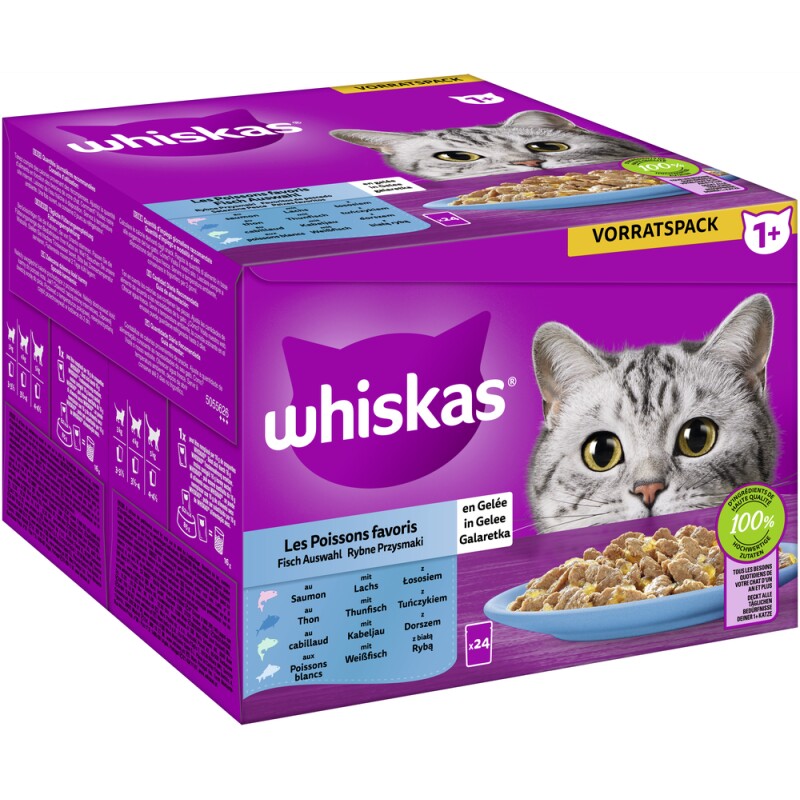 Whiskas Multipack 1+ Fisch Auswahl in Gelee 24 x 85g