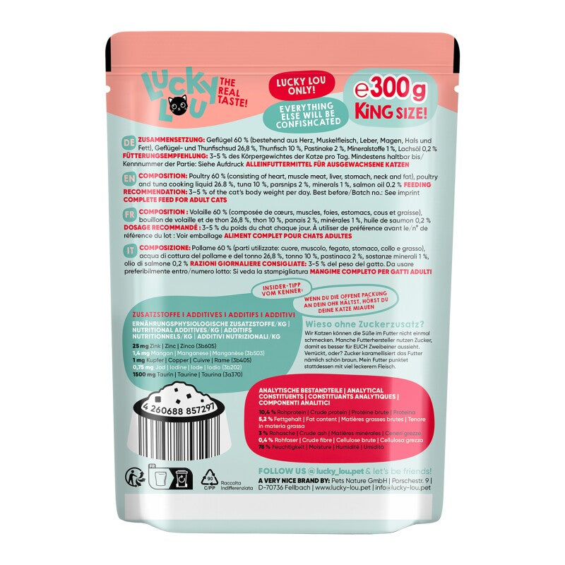 Lucky Lou Nassfutter Katze Adult Geflügel und Kaninchen 6x300 g