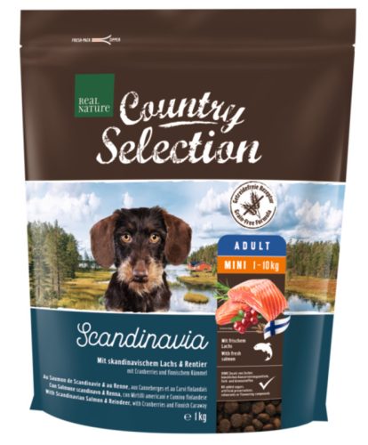Real Nature Country Scandinavia száraz kutyaeledel mini adult lazac&rénszarvas 1kg