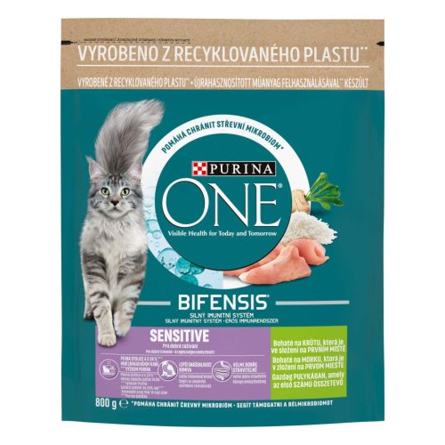 PURINA ONE SENSITIVE Pulykában gazdag száraz macskaeledel 800g