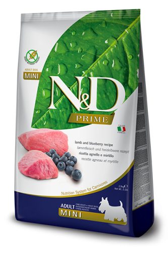 N&D Prime bárány&áfonya sütőtökkel adult mini száraz kutyaeledel 800g