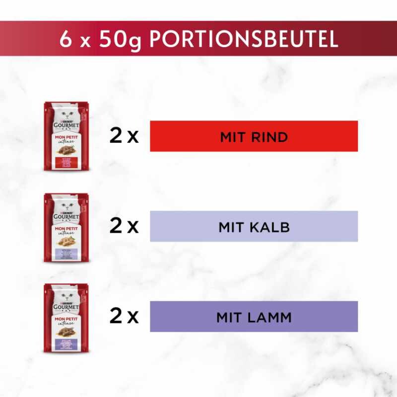 GOURMET Mon Petit Intense 8x6x50g mit Ente, Huhn, Truthahn
