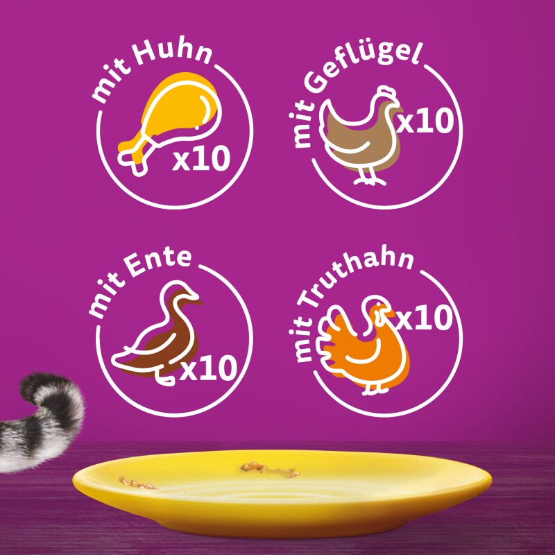Whiskas Mega Pack 1+ Geflügel Auswahl in Gelee 40 x 85g