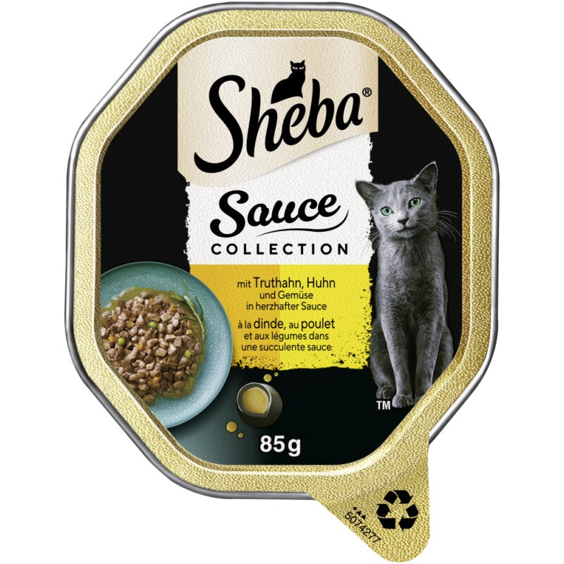 Sheba Sauce Collection 22 x 85 g mit Truthahn und Gemüse, in Sauce