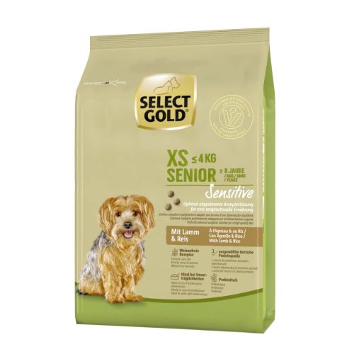 SELECT GOLD Sensitive száraz kutyaeledel XS senior bárány&rizs 1kg