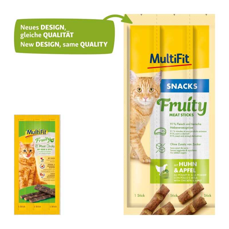 MultiFit Fruity Meat Sticks 7x8x5g Huhn und Apfel