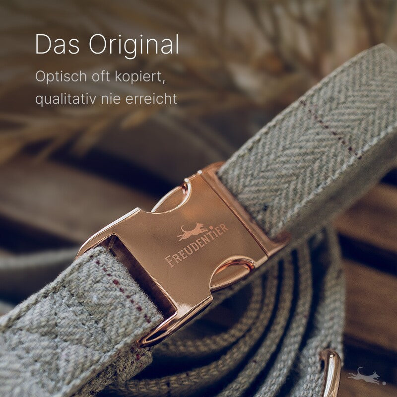 Freudentier Hundehalsband & Hundeleine im Set - 2m Führleine, 3-fach verstellbar - Classic Kollektion S-M