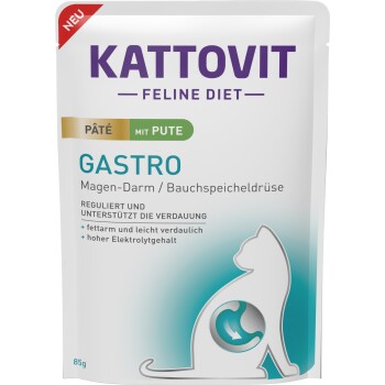 KATTOVIT Feline Diet Nassfutter Katze Gastro Adult Paté 10x85 g Ente
