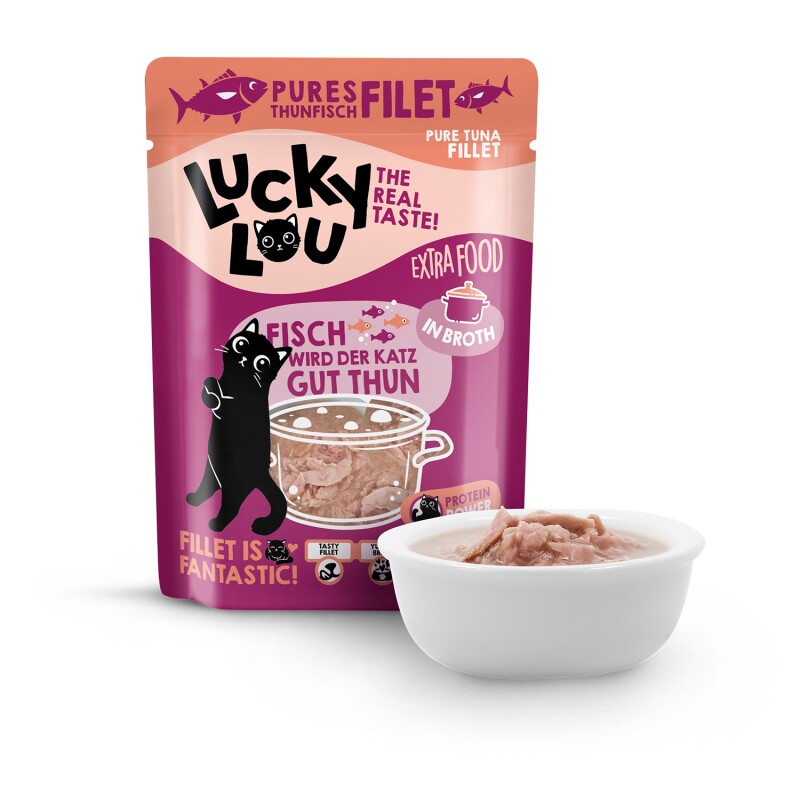 Lucky Lou Nassfutter Katze Extra Food Adult in Brühe Thunfisch 12x70 g