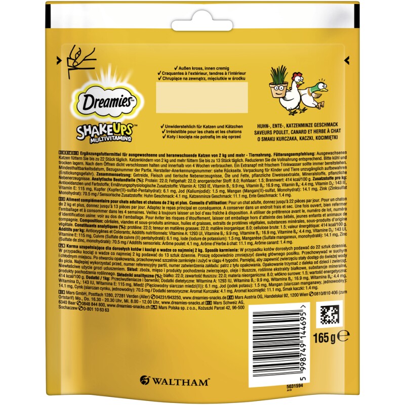 Dreamies Shake ups Multivitamins Geflügel Picknick 165g