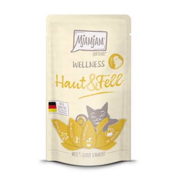 MjAMjAM Nassfutter Katze Adult, Wellness Haut & Fell 12x125 g Rind