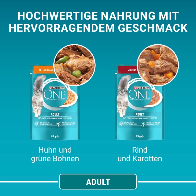 Purina ONE Adult 26x85g mit Huhn und grünen Bohnen