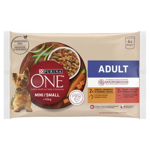 Purina One Mini kutya tasak MP adult marha&csirke 4x85g