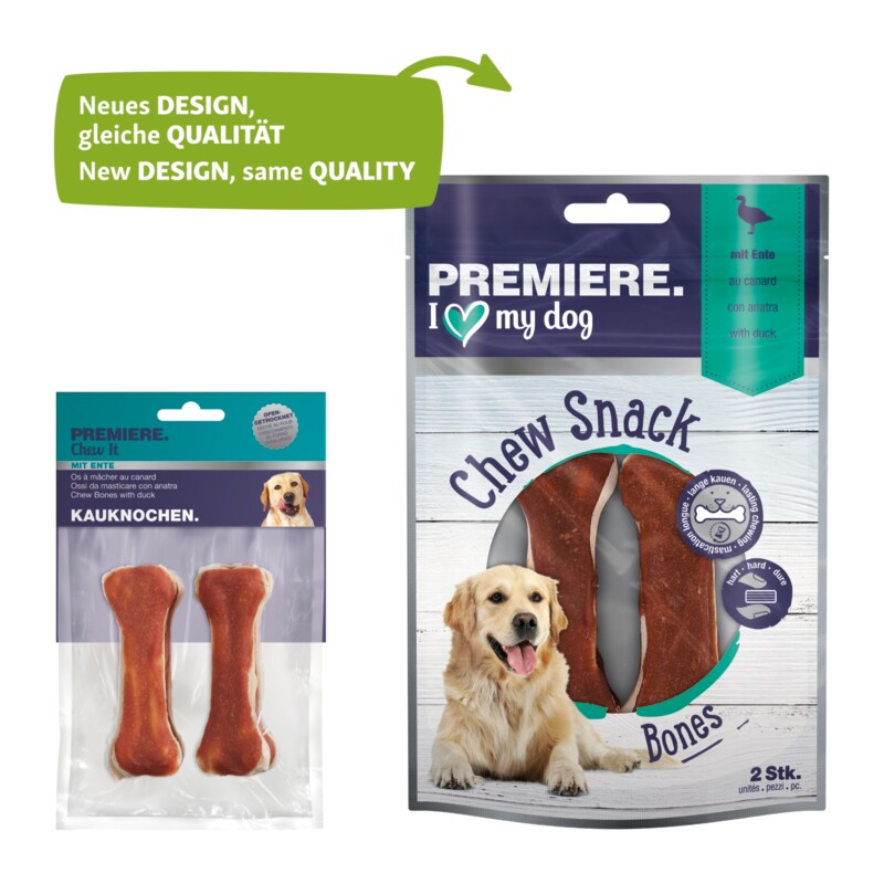 PREMIERE Kauknochen mit Ente 12 Stück, 120 g