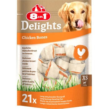 8in1 Delights Kauknochen Hähnchenfleisch im Beutel S 6 Stück