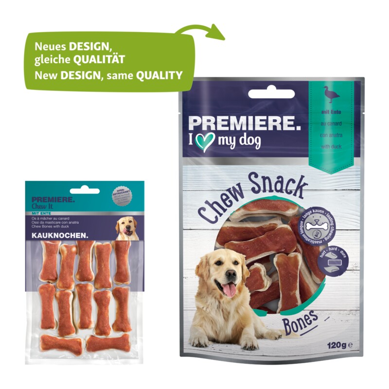 PREMIERE Kauknochen mit Ente 12 Stück, 120 g