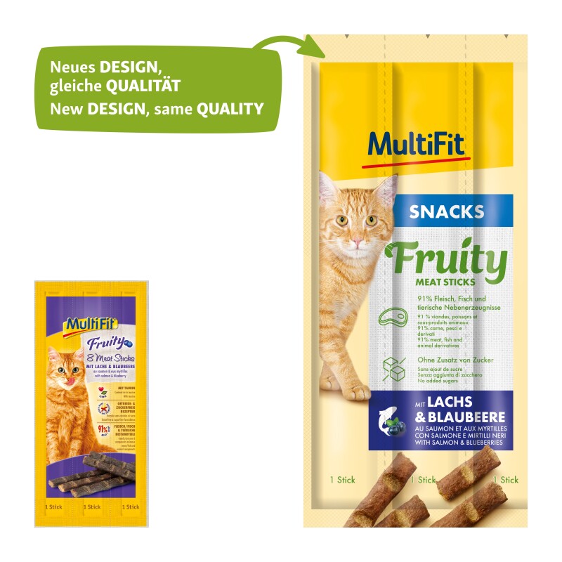 MultiFit Fruity Meat Sticks 7x8x5g Huhn und Apfel