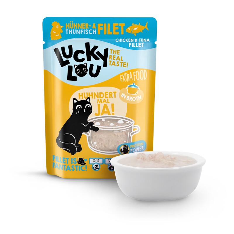 Lucky Lou Nassfutter Katze Extra Food Adult in Brühe Thunfisch 12x70 g