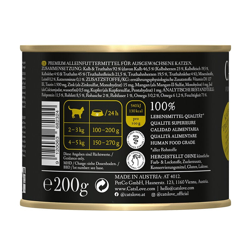 CAT'S LOVE Nassfutter Katze Adult Pute 6x200 g