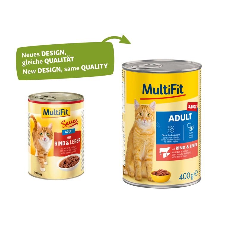 MultiFit Nassfutter Katze Adult, Sauce, Kaninchen und Ente 6x400 g