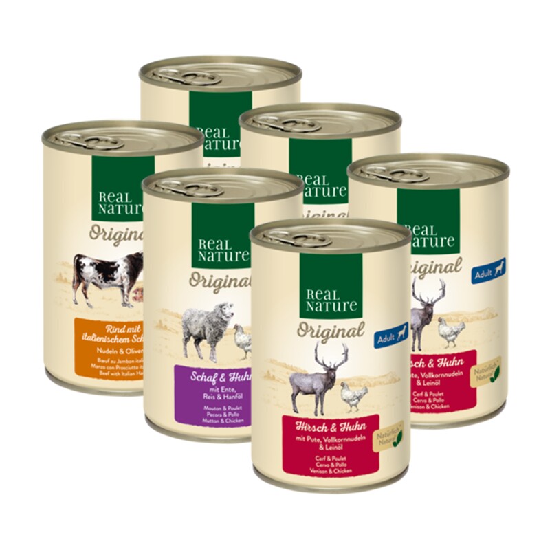 REAL NATURE Nassfutter Hund, Adult 6x400 g Mixpaket 2