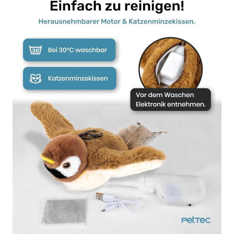 PetTec interaktives Plüschtier für Katzen - Spatz