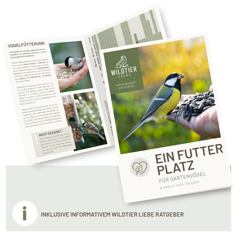 wildtier liebe Futtersäule für Samen, Körner & Kerne 52cm, Silber