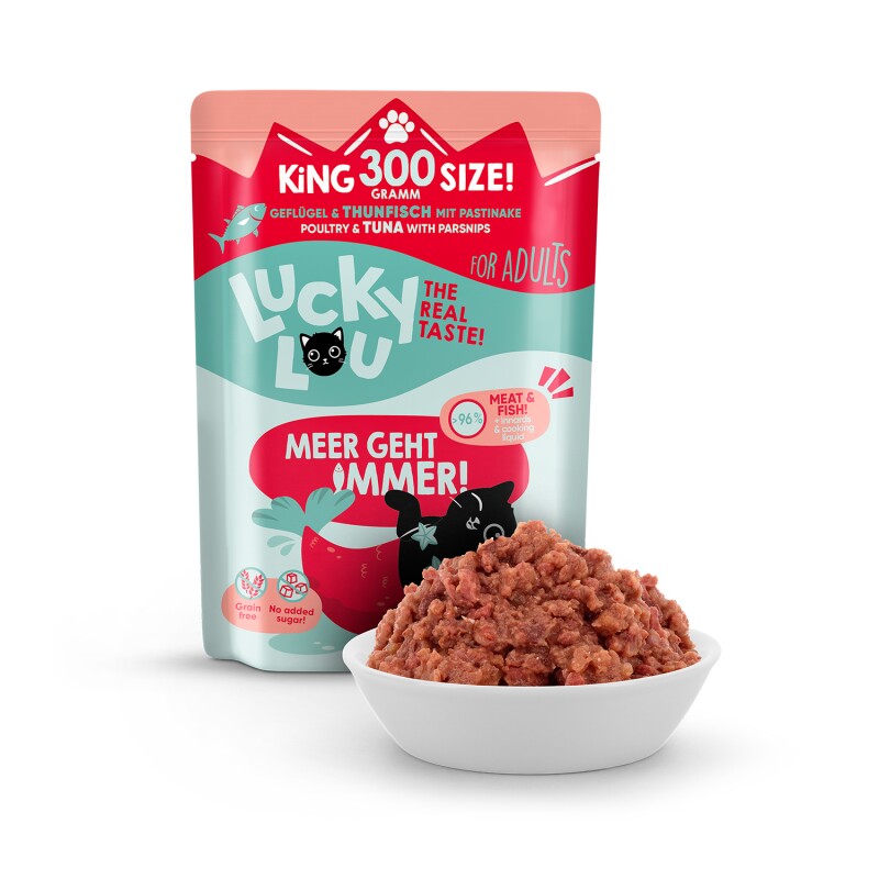Lucky Lou Nassfutter Katze Adult Geflügel und Kaninchen 6x300 g