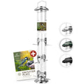 wildtier liebe Futtersäule für Samen, Körner & Kerne 52cm, Silber