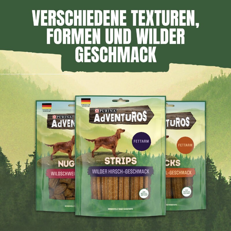 Adventuros Strips fettarm Hirsch 6x90g