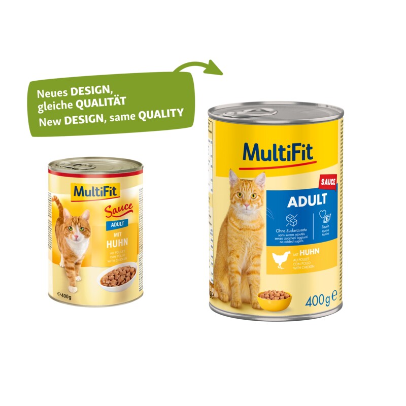 MultiFit Nassfutter Katze Adult, Sauce, Kaninchen und Ente 6x400 g