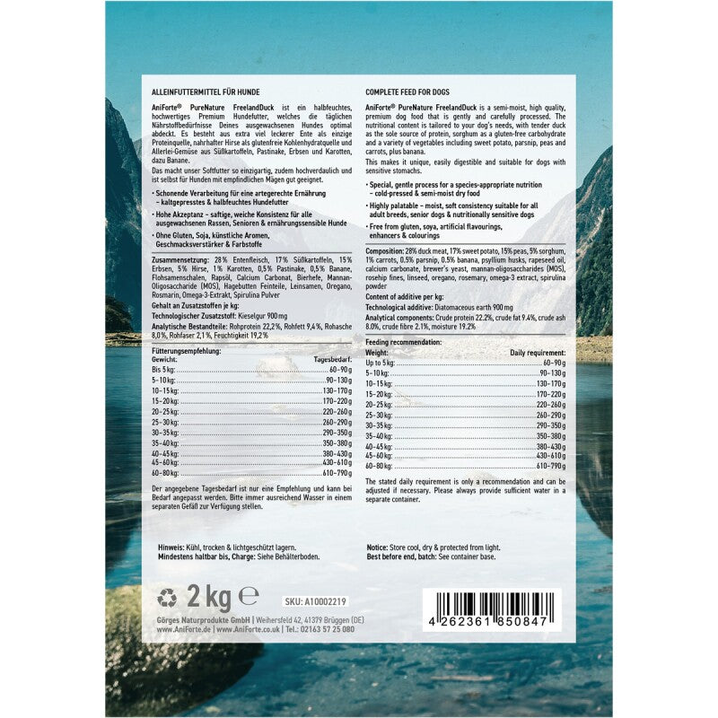 AniForte Trockenfutter FreelandDuck - Leckere Ente mit Hirse 2 kg