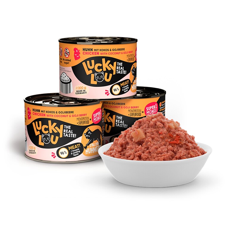 Lucky Lou Nassfutter Katze SuperMono Adult Huhn 6x200 g
