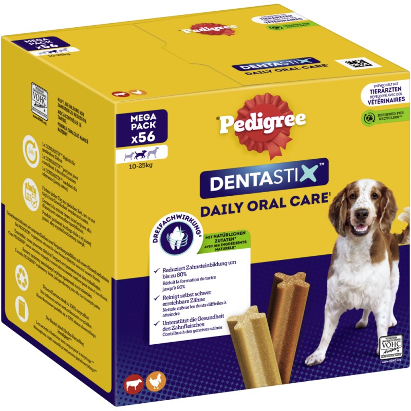 Pedigree Zahnpflege Dentastix Multipack für mittelgroße Hunde 56 Stück
