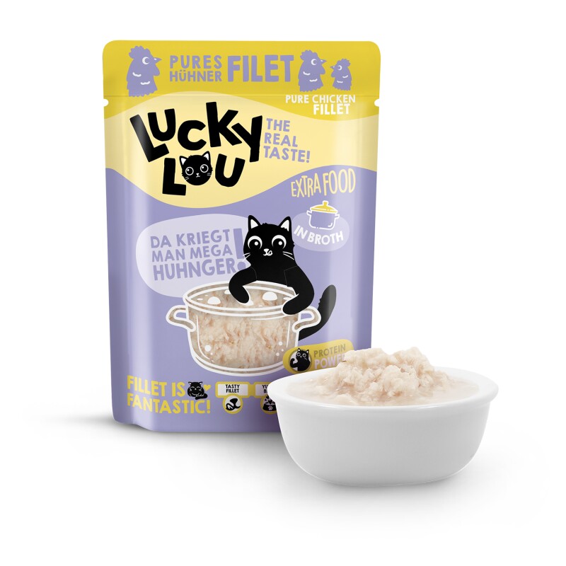 Lucky Lou Nassfutter Katze Extra Food Adult in Brühe Thunfisch 12x70 g