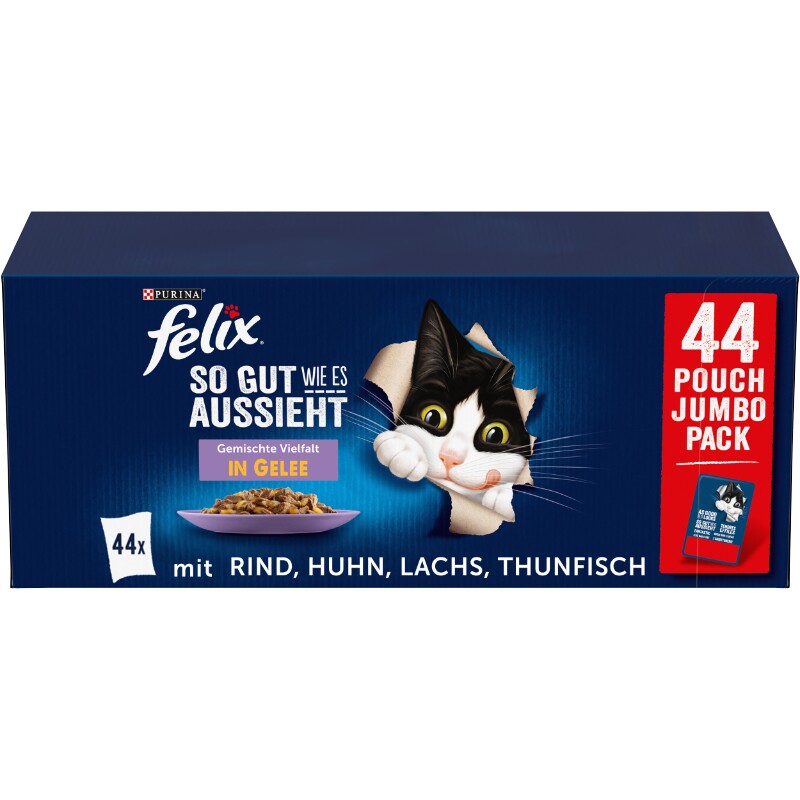 Felix Nassfutter Katze in Gelee 44x85 g Geschmacksvielfalt vom Land